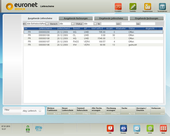 Ein- und ausgehende Lieferscheine/Rechnungen
