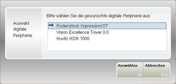 Auswahl für den Export zu digitaler Peripherie